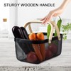 MACOIOR Portable Garden Harvest Basket-Mesh Design Natural Bamboo Handle Wire