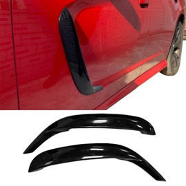 IKON MOTORSPORTS, Side Fin Vents Compatible With 2011-2023 Dodge Charger, IKON1 Style Gloss Black ABS Front Fender Door Side Scoops Air Vent Cover Trim Pair