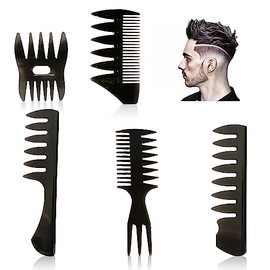 5 Peines de Peinado para Hombre, Peines de Cabello de Aceite Retro, Herramienta de Peluquería Peine de Dientes Anchos Cepillos de Pelo Retro...       