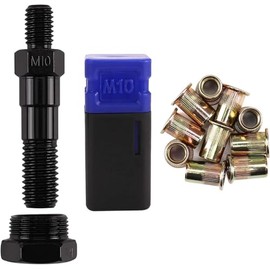 Remache Nut Tool Mandril M10 y 10 tuercas de remache, juego de herramientas de remache, juego de accesorios de herramienta Nutsert compatible con remachadoras Amjoy/RZX/Astro