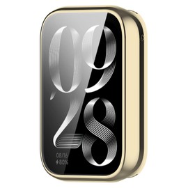 Screen Protector Case Compatible with Xiaomi Smart Band 8 Pro, Full Coverage Soft TPU Case Protective Screen Cover Bumper Frame Accessories for Xiaomi Smart Band 8 Pro Smartwatch (Gold)