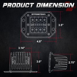 Amber Flush Mount LED Pods, OFFROADTOWN 2pcs 5'' 78W LED Driving Work Lights Spot Flood Combo Fog Light Yellow Lights for Truck Offroad UTV ATV SUV 4x4 Car