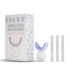 SPARX Wireless Teeth Whitening Kit with LED Light for Sensitive Teeth Remove Stains Like Coffee, Smoking, Wine. Whiten Smile for Long Lasting Results, Includes 3 Gel Syringes, 1 Dual LED Mouthpiece