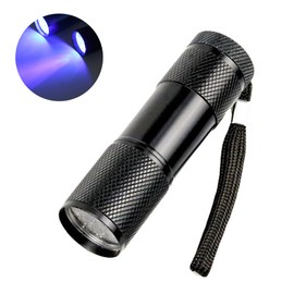 MEGYAD Pack of 8 UV torches: black light torch with 9 LEDs, mini UV lamp, black light lamp, mini UV lamp, ultraviolet light for fake banknotes, urine of dogs and other pets