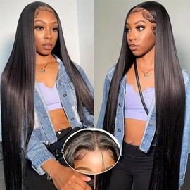 Straight Glueless Wigs Human Hair 4x4 Wear And Go Glueless Wig For Women Friendly Beginners Straight Lace Front Wigs Middle Part Upgraded No Glue Ready To Wear Straight Wig Pre Cut HD Lace Wig 22 Inch