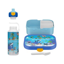 Mepal - Campus lunch set - Set for children with pop-up drinking bottle & lunch box - Lunch set for school or on the go - Dishwasher safe - 400 + 750 ml - Tropical Ocean