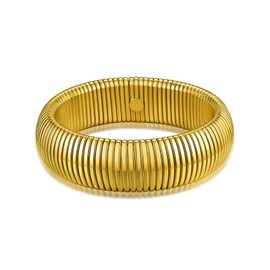 KeyStyle Chunky Gold Bangle Bracelets for Women Omege Chain Bracelet, 20mm Wide Wristband Thick Bangles Stackable Bracelet