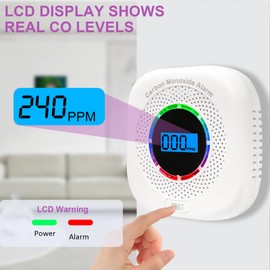 2 Pack Carbon Monoxide Detectors,Portable Carbon Monoxide Alarms for Travel,CO Alarm/Monitor for Home with Digital LCD Display