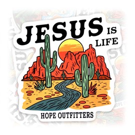 Jesus is Life Hope Outfitters Sticker Vintage Christian Waterproof Vinyl Bumper Sticker for Water Bottle Hard Hat Car Laptop