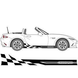 CravenSpeed Side Stripe Vinyl Decal Compatible with Mazda ND Miata 2016-2025 (Checker Side Stripe, Matte Black)