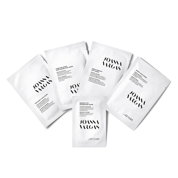 Joanna Vargas Glow to Go Mask Set. Set of 5 Bamboo Sheet Masks to Firm, Smooth and Hydrate Aging Skin. Reduces Fine Lines and Wrinkles. 1 Pack (3.95 oz / pack)