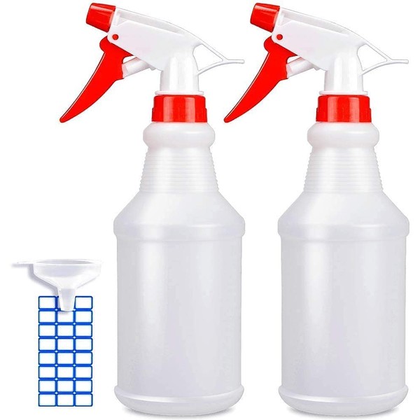 JohnBee Empty Spray Bottles (16oz/2Pack) - Adjustable Spray Bottles for Cleaning Solutions - No Leak and Clog - HDPE spray bottle For Plants, Pet, Vinegar, BBQ, and Rubbing Alcohol.