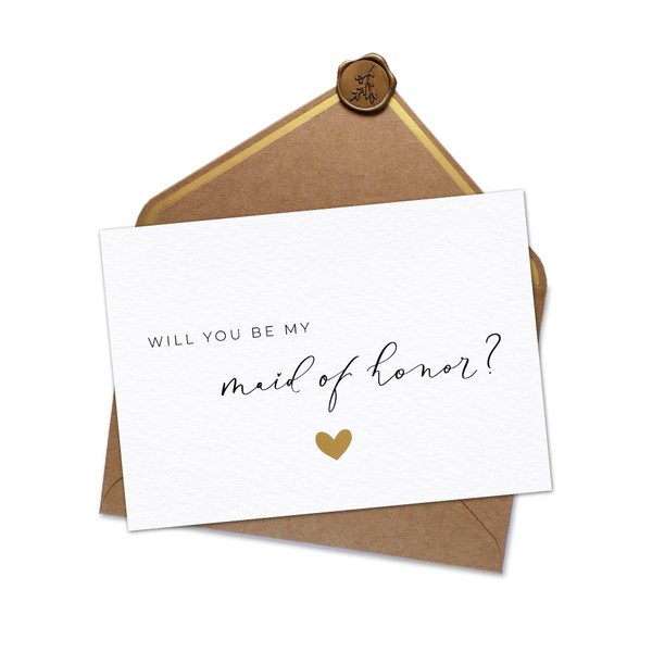 JoliCoon Will you be my maid of honor card with envelope and wax seal - Maid of honor proposal card