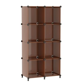 AWTATOS 8 Cube Storage Organizer, Closet Organizer Storage Shelf, Bookcase Bookshelf, DIY Stackable Storage Cubes Shelves for Closet, Bedroom, Home, Office, Cocoa Brown