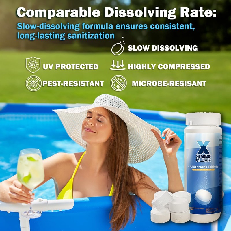 XtremeClear 1.5 Pounds Chlorine Tablets for Swimming Pools, Spa, Hot