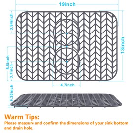 JIUBAR Sink Protectors for Kitchen Sink 12" 13" 16" 18" 19" 24" 26" 28" 29" 30" Silicone Sink mat| Silicone Kitchen Sink Mat Grid for Bottom of Farmhouse Stainless Steel(19"x13"Gray)