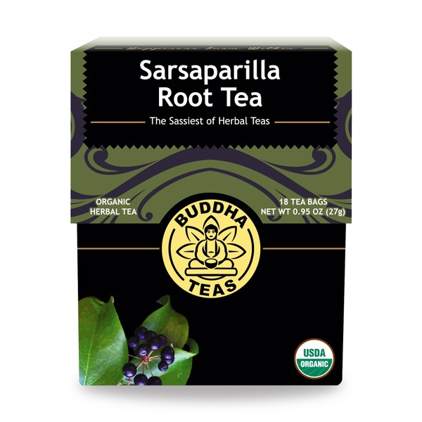 Buddha Teas Organic Sarsaparilla Root Tea, 18 Bleach Tea Bags – Caffeine Free, Supports Healthy Liver Function, No GMOs