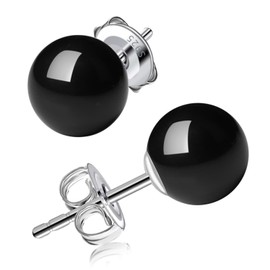 10mm Black Pearl Stud Earrings for Women - 925 Sterling Silver Hypoallergenic Earrings Jewelry Gift