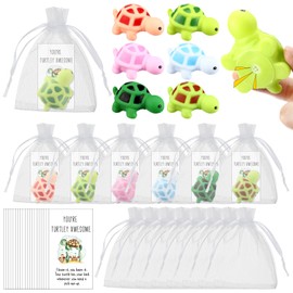 Sotiff 20 Set Inspirational Gifts Bulk Turtle Party Favors Employee Appreciation Gifts You're Turtley Awesome Gifts Mini Rubber Turtles Positive Relief Gifts with Cards Organza Bags for Coworker Staff