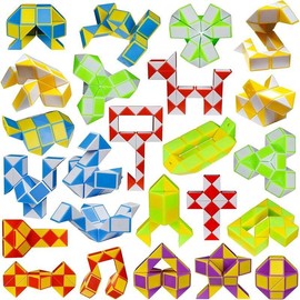 24 Pack 24 Blocks Mini Fidget Snake Cube Mini Twist Puzzle Cubes Magic Speed Cubes Toy for Kids Party Bag Fillers, Party Supplies - Style: 24PCS-8 Colors