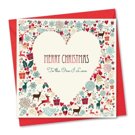 Absolutely Yours Christmas Card for the One I Love. Christmas Heart Design with Red Foil. Ecofriendly & UK Made. Verse Inside. 150x150mm card size