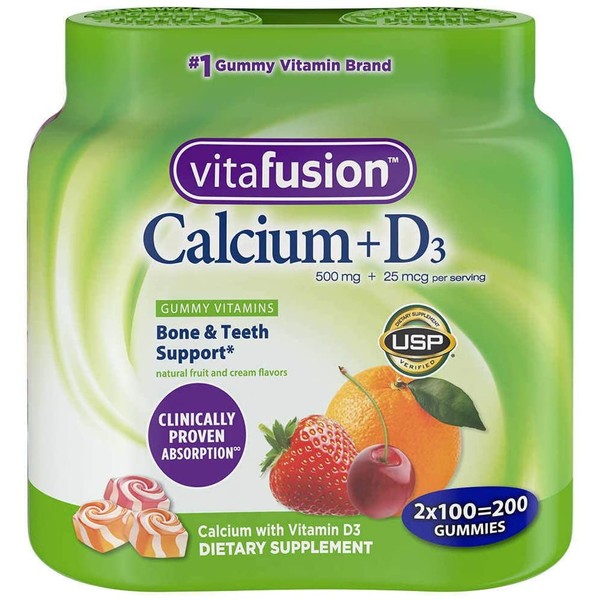 Vitafusion Calcium Adult Vitamins - 100 Gummies - 2 pack.
