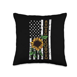 Chess Player American Flag Sunflower Cool Sports Lover Gifts Throw Pillow