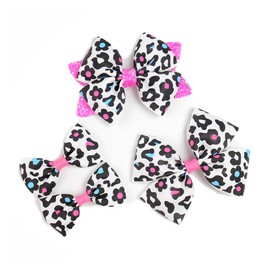 Cheetah Bow Hair Clips Leopard Hair Bow Clips Cheetah Hairclips Leopard Bowknot Pin BBW01 (4 Pcs-Set D)