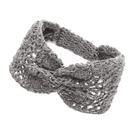 ZLYC Diadema para mujer, hecha a mano, de punto de ganchillo, estilo bohemio, con flores, color gris