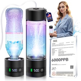 4.0 Upgrade Hydrogen Water Bottle with Brush【SGS Certification - 6000PPB】【NO.1 Double Hydrogen Content】Hydrogen Water Bottle with 2025 Advanced SPE PEM Technique, Applicable to Various Water