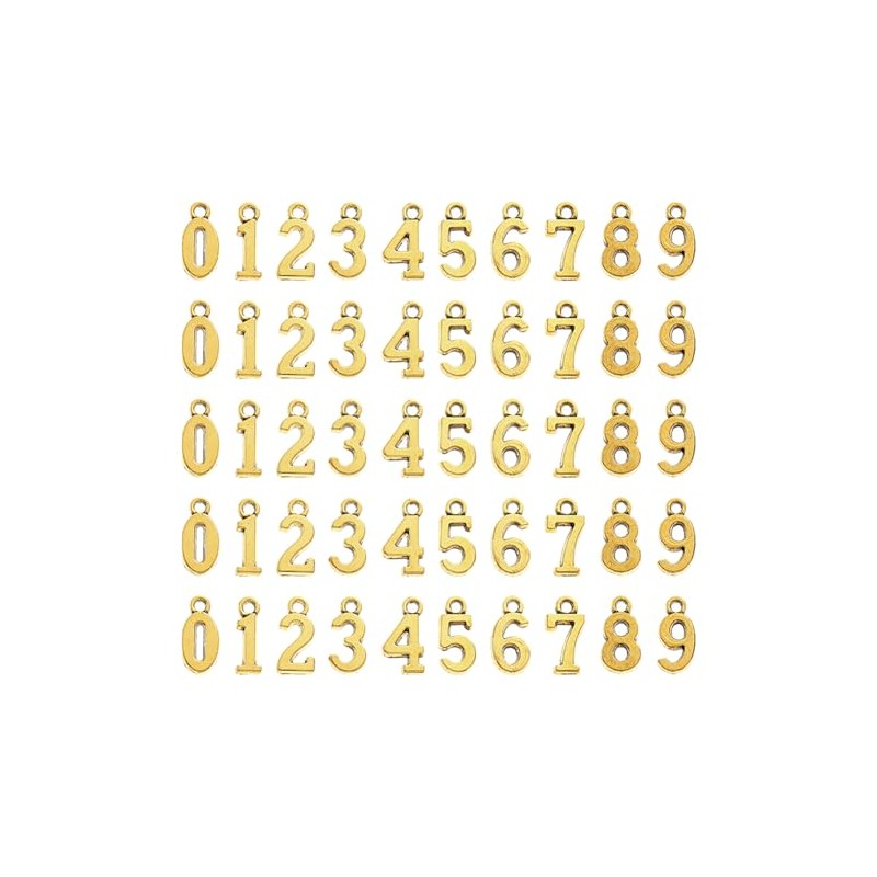 FSSTUD 100 ciondoli in metallo a forma di numero piccolo,