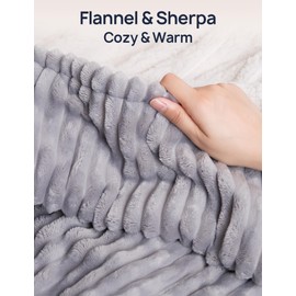 Westinghouse Heated Blanket Electric Throw 50"x60" with 6 Heating Levels & 2 to 10 Hours Heating Time Settings, Soft Flannel Sherpa Heating Blanket, Over-Heat Protection, Light Grey