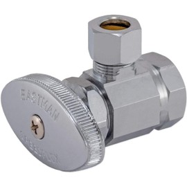 Eastman 1/2 Inch FIP x 3/8 Inch OD Compression Multi-Turn Angle Stop Valve with Brass Stem, Brass Plumbing Fittings, Chrome, 10809LF