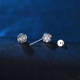 MICMIF Ball Stud Earrings 925 Sterling Silver Round Knot Stud Earrings for Women Ball with Zirconia Earrings Hypoallergenic Earrings for Women Girls, Cubic Zirconia Sterling Silver, Cubic Zirconia