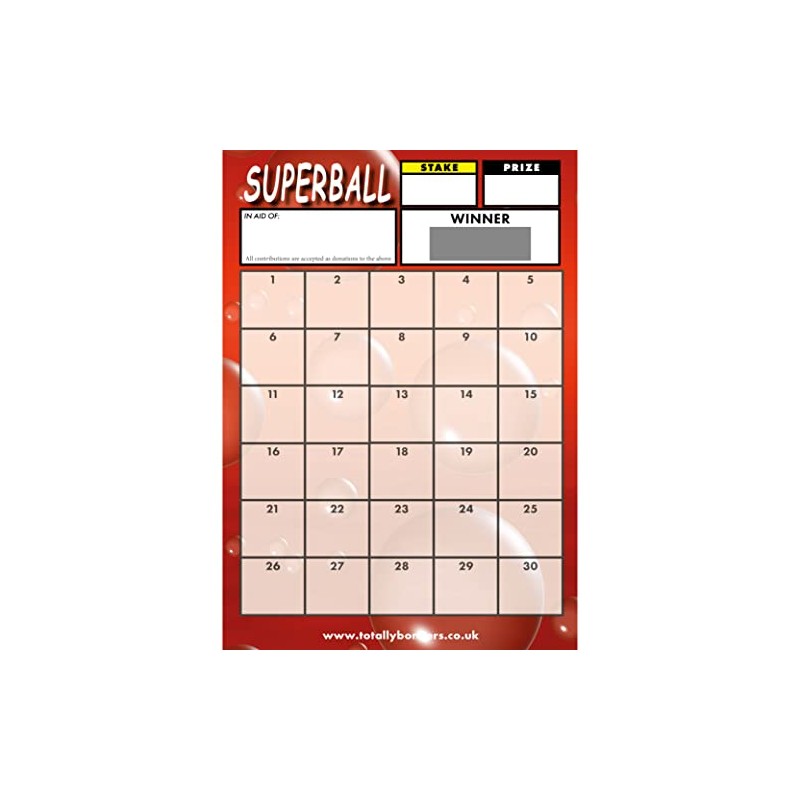 Totally Bonkers - Superball Fundraising Scratch Cards - 30 Square