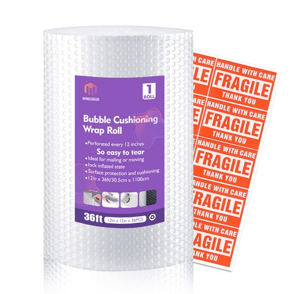 wanguagua 1 Roll 12" X 36' Perforated Nylon Bubble Packing