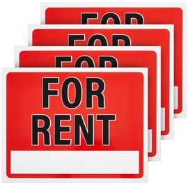Briwooody 4 Pack Plastic For Rent Sign with Space for Fill In 14 x 11" Waterproof For Rent Yard Sign for Window Home Office Rental Property House Business Car Apartment Outdoor