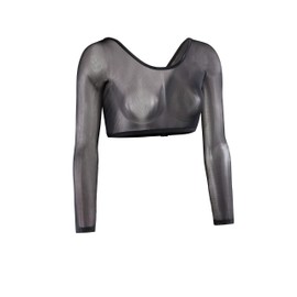 Sleevey Wonders Women’s 3/4 Length Slip-On Mesh Sleeves 1X Black – Sheer Reversible Arm Cover Up, Cooling Shrug Bolero for Dresses, Tops & Sun Protection