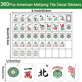 gisgfim Set of 360 American Mahjong Tile Decal Stickers 0.78x1inch Joker Tile Decal Stickers with Chinese Characters Roman Letters and Arabic Numerals for Standard-Sized Mahjong Tiles Accessories