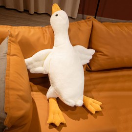 NatureMan 33.4inch Goose Stuffed Animal Pillow White Swan Throw Plush Pillow Super Soft Sleeping Pillow Cute Goose Plush Toy for Every Age