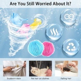 Pet Hair Remover Washing Machine, 12 Pieces Lint Balls for Washing Machine, Cat Hair Remover, Dog Hair Removal, Reusable, Removes Pet Hair, Lint and Lint (Colour Mix)