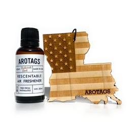 Arotags Car Air Freshener - Reusable Wood Diffuser - Hanging Odor Eliminator - Lousiana Patriot - Backwoods Birch Scent