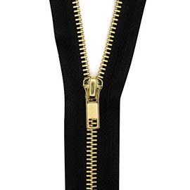 Realm Brass Teeth Jeans Zip for Sewing, Crafts, Clothing and Accessories (5 Inch - Black)