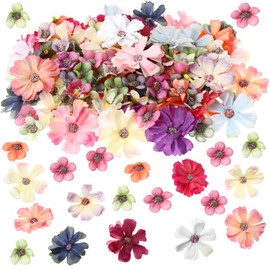 120 Pcs Mini Faux Flowers for Crafts, Heads Artificial Small Fabric Silk Daisy Peony Decorations Garland DIY Wreath Accessories for Wedding Home Party Decor (Multicolor)