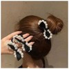 Yheakne Vintage Pearl Bow Hair Scrunchie Pearl Bow Ponytail Holder