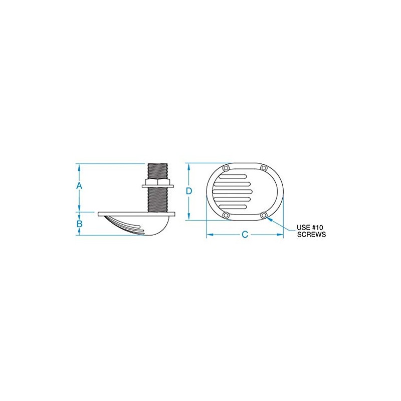GROCO 3/4" Bronze Combo Scoop Thru-Hull w/Nut