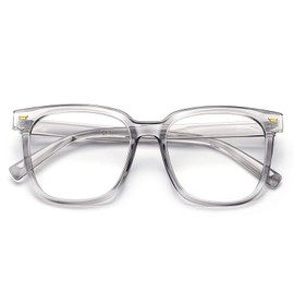 PANNER Oversized Square Blue Light Blocking Glasses for Women Men Anti Glare Reduce Eyestrain Computer Glasses(Grey)