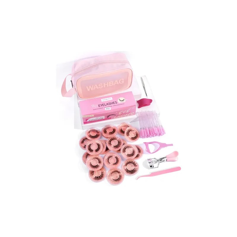 20 Pares Blister Extensiones De Pestañas 3d Kit Maquillaje