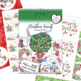Katy Sue Christmas Variety Collection Papercraft Pad (NOT pre-Cut/die-Cut) - 40 Sheets of Christmas Card Making Toppers, Designs, Elements, Verses.