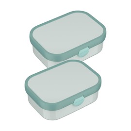 Mepal - Campus Lunch Boxes Set of 2 - Bento Lunch Boxes for Children - Lunch Boxes with Bento Compartment and Fork - Meal Prep Box with Clip Closure - Dishwasher Safe - 750 ml - Cool Mint